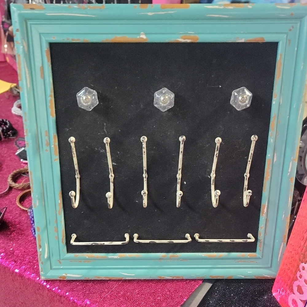 Hobby Lobby Distressed Teal and Black Hook Frame